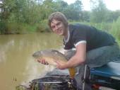 Ian Arthurs:
"Had a cracking day, caught 20 good decent sized carp (8 - 10lb) from the North pond. All caught of small pieces of meat fished in the margins, over pellet. Took my friend Fred Barber with me Carp fishing for the first time, and here's a pic of the first carp he caught".
